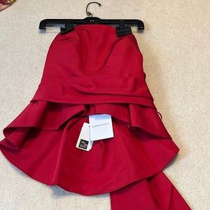 Brandon Maxwell Red Peplum Bow Top size 4